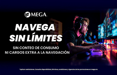 Banner promocionando oferta, 'navega sin limites, sin conteo de consumo, ni cargos extra a la navegación'